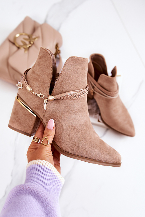 Kovbojské kovbojské topánky s pásom Dark Beige Inesa