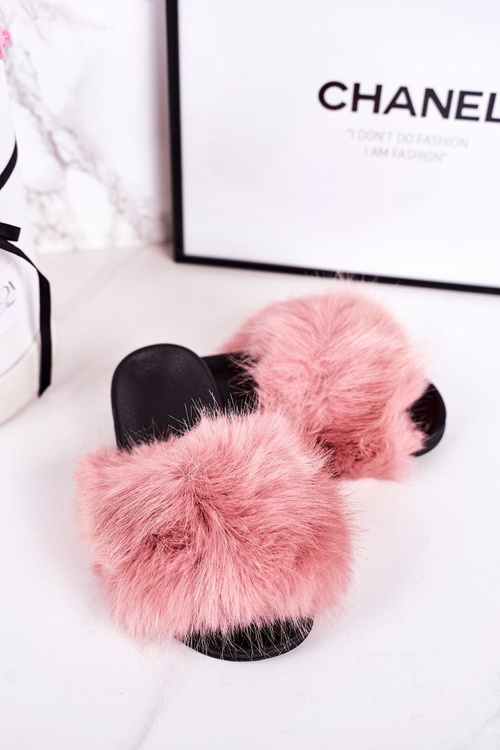 Dětské Pantofle S Kožešinou Růžové Fashionista