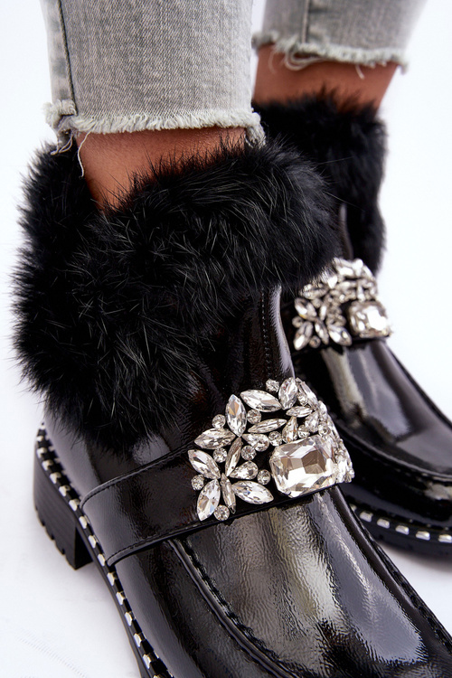 Boty Na Plochém Podpatku A Platformě Sztyblety Černé Linestta