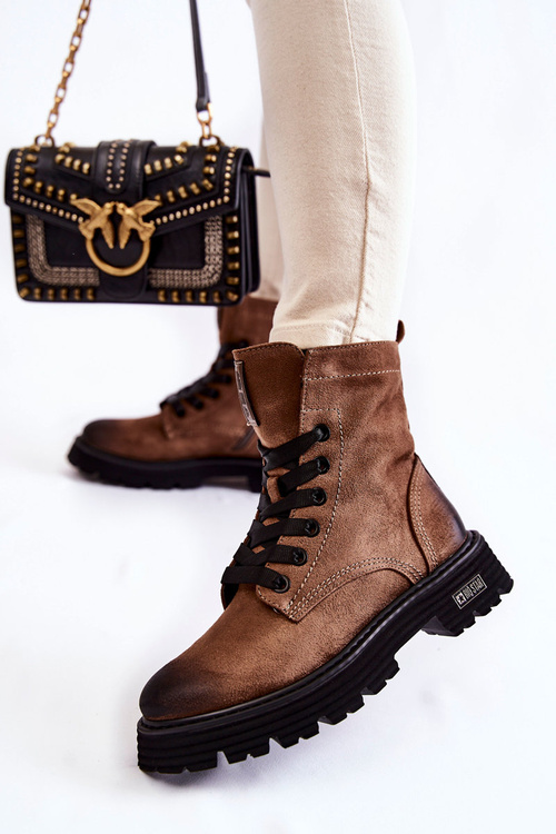 Dámské semišové boty Big Star KK274504 Hnědá