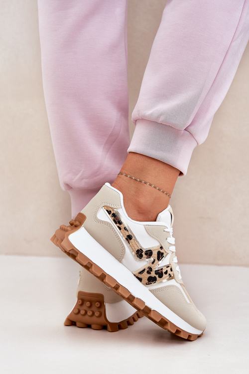 Tenisky Sportovní Boty Dámské Leopardí Béžové Kalelia