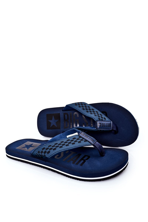 Pánske flip -flops veľkú hviezdu HH174812 Navy Blue