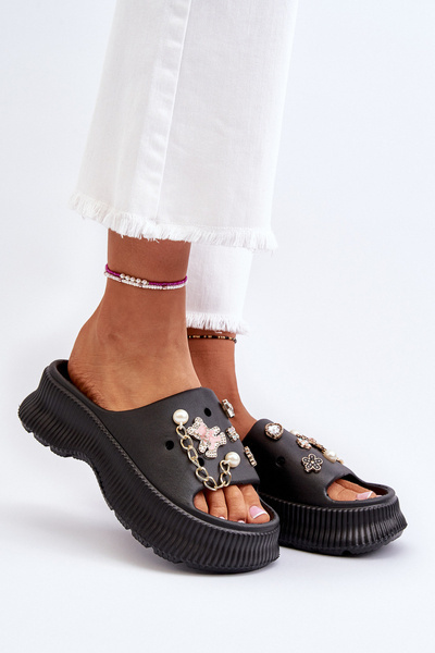 Dámské pěnové žabky s ozdobami černé Afariana