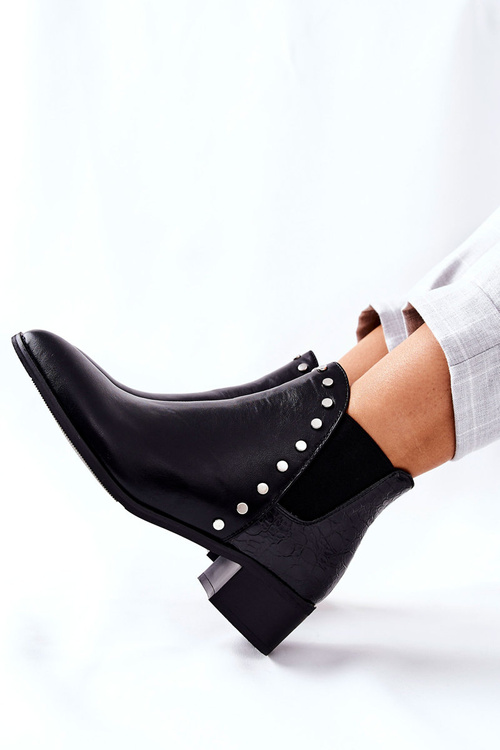 Dámské Chelsea Boty Na Podpatku Černé Barretos