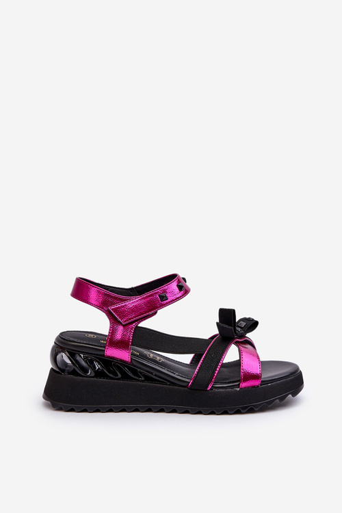 Dámske sandále s mašľou D&A CR956 fuksia