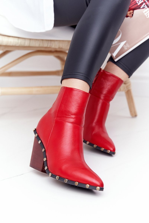 Dámské Kovbojské Boty Na Vysokém Podpatku Lu Boo červené