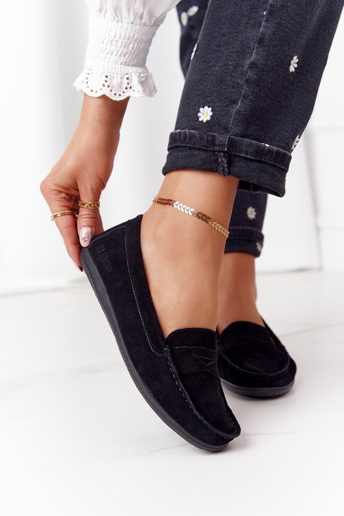 Ženské semišové mokasíny Veľká hviezda HH274662 čierna