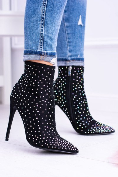 Lu Boo Black High Suede topánky na kolíkoch kamienkov Cubano