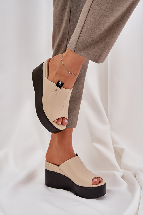Sandalové Na Platforme A Podpätku Eko Koža Béžové Eridoria
