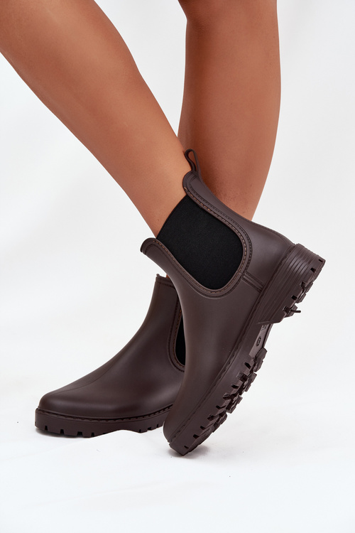 Dámske gumáky s elastickými vložkami čokoládové Ciariel