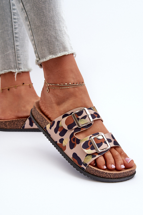 Dámske sandále s prepojovacími prvkami béžovo-hnedé Oliena