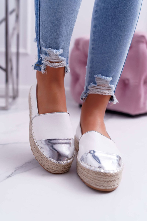 Espadrilles Dámska biela platforma Ringer