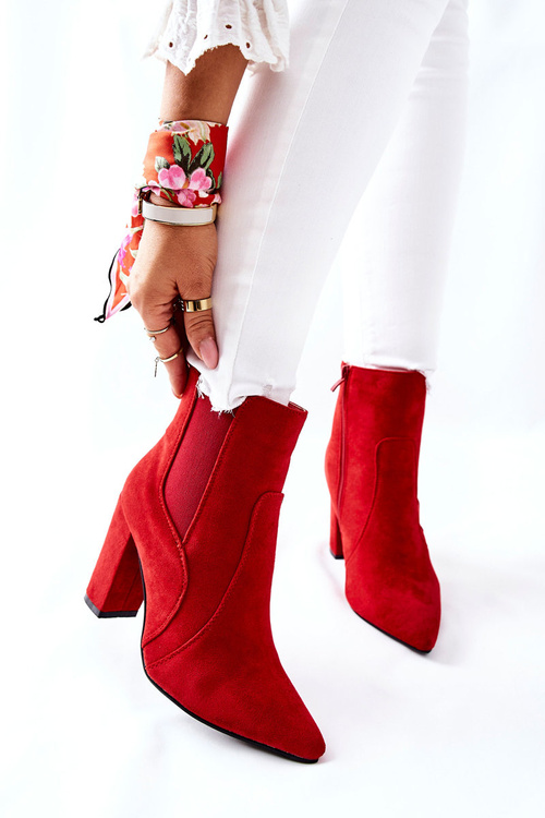 Dámské Semišové Boty Na Podpatku Červené Kastren