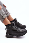 Ocieplané dámské sportovní šněrovací boty černé Dejana