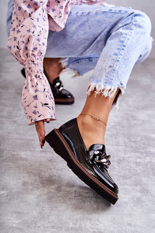 Lakované mokasíny na Černe platformě Reidun