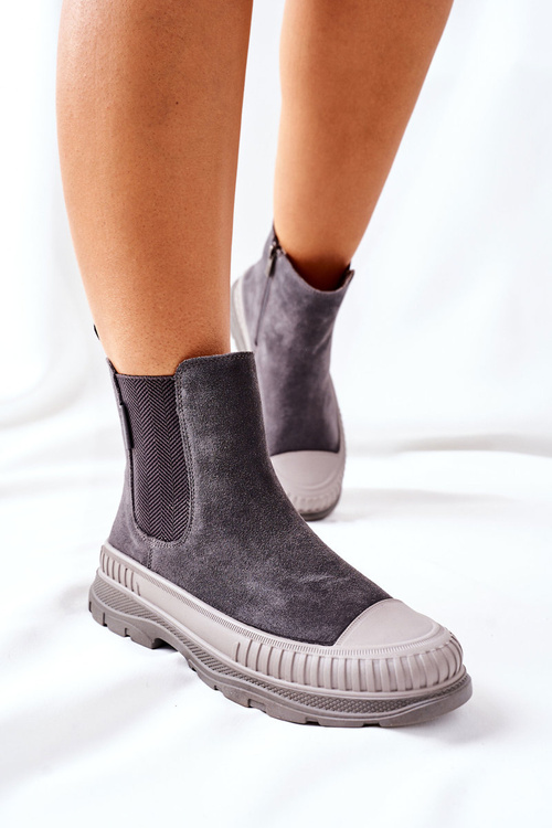 Dámské Vysoké Pérka Boty Semišová kůže Big Star II274353 Šedé