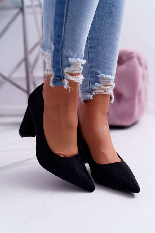 Dámské Semišové Lodičky Na Podpatku černé Eriela