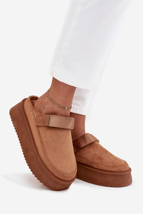 Dámske snehové čižmy na platforme s suchým zipsom Camel Jorielle