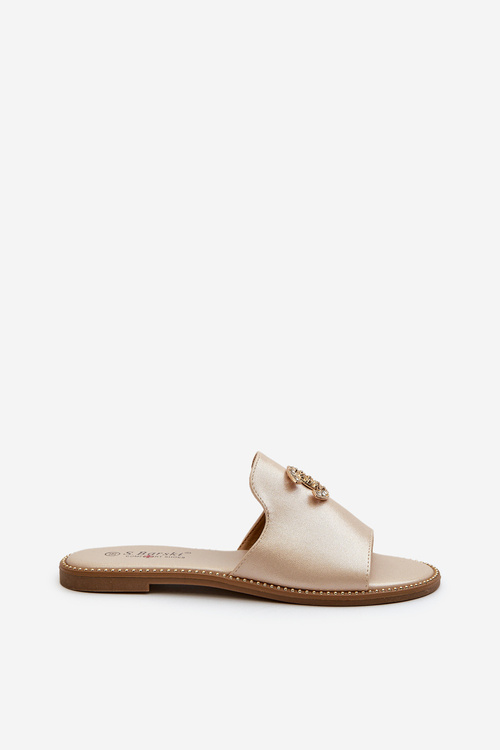 Elegantné Dámske Lesklé Žabky S Ozdobou S.Barski KV27-050 Zlaté