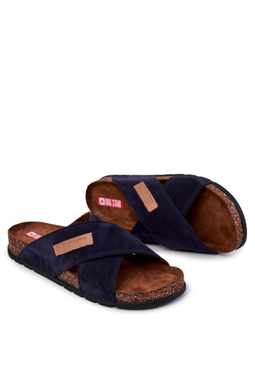 Pánska pohodlná veľká hviezda JJ176008 Navy modré papuče