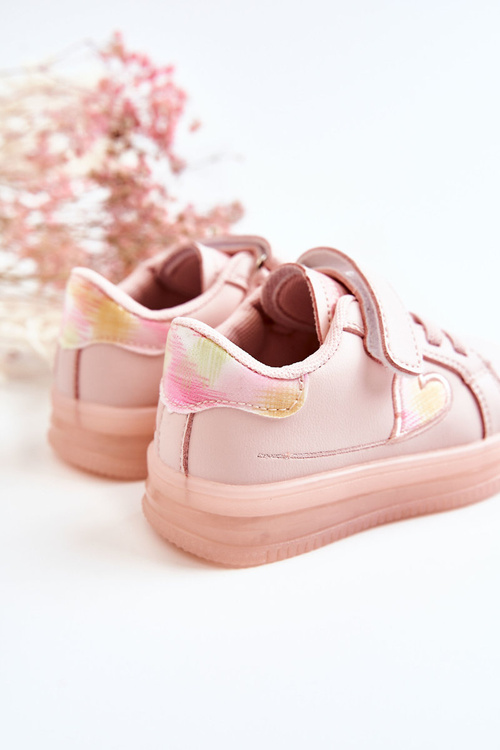 Dětské kožené sportovní boty na suchý zip růžový Baylene