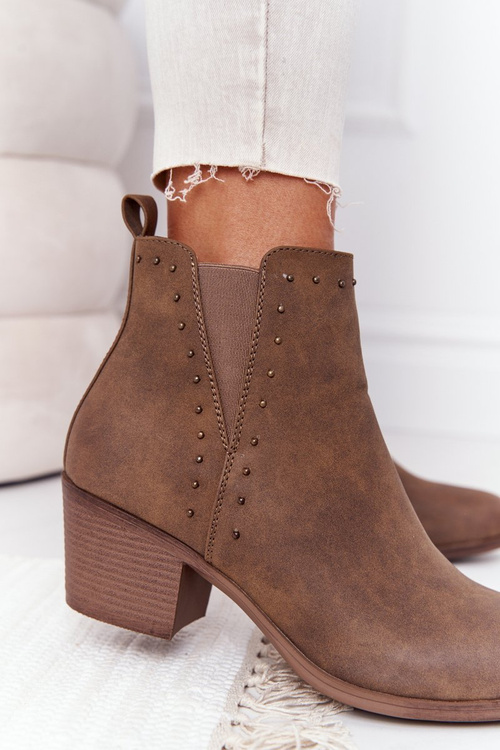 Dámské Teplé Chelsea Boty Na Podpatku Khaki Morgan