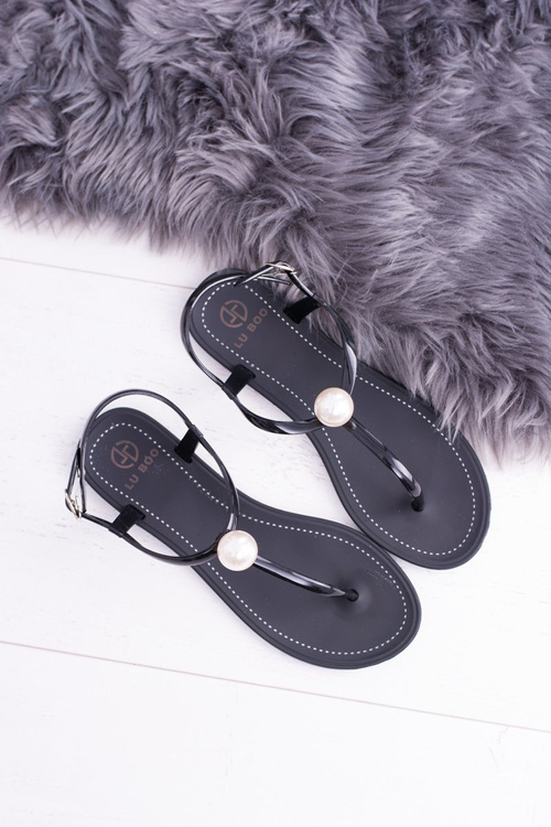 černé dámské Sandály Meliski s Pearl Contiro