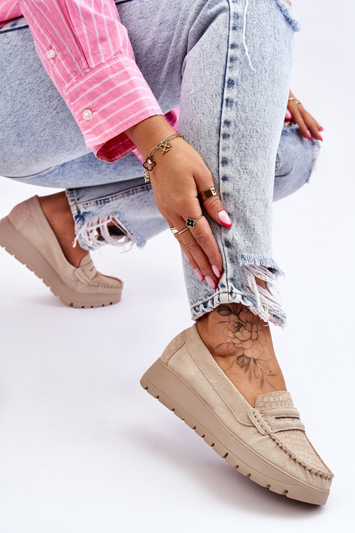 Suede Loafers na svetelnej béžovej platforme Lemar Milana