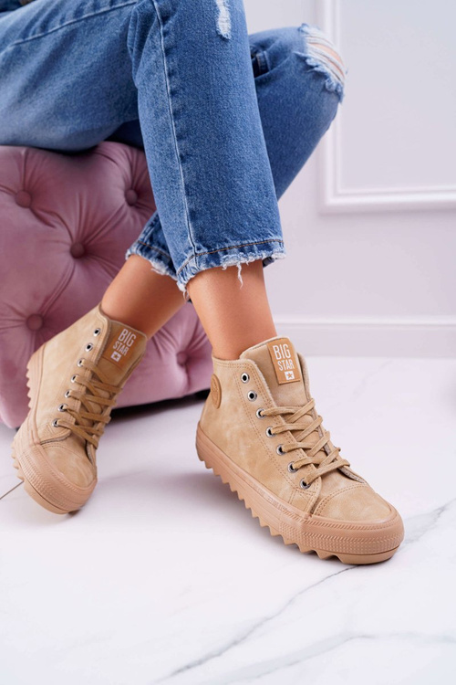Dámske tenisky s veľkou hviezdou High Izolované Camel EE274116
