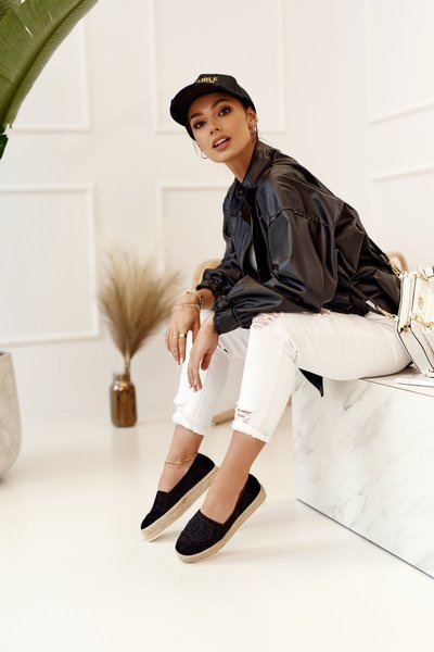 Dámske espadrilles na slamy Platform Black Febi