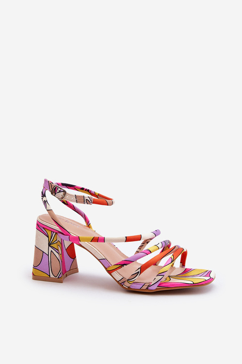 Vzorované sandále na opätku fialové Jenglla