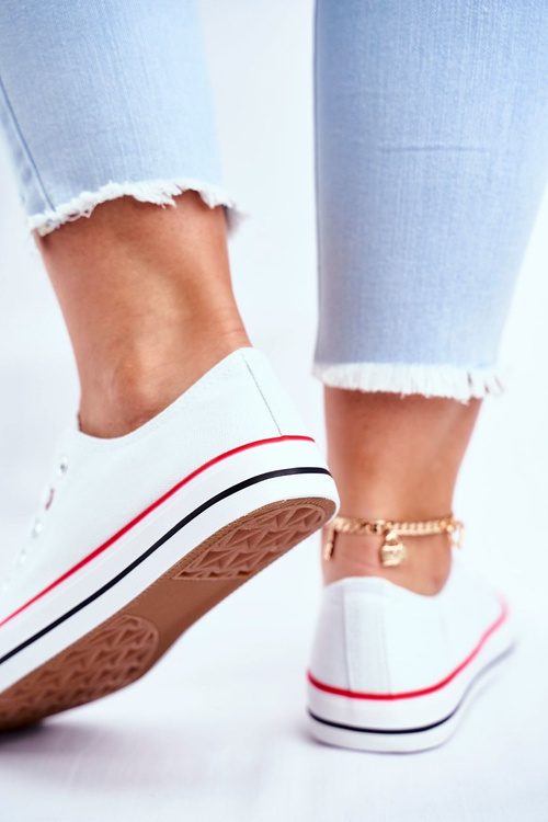 Dámské Klasické Tenisky Bílé S červeným Lemováním Ecoma