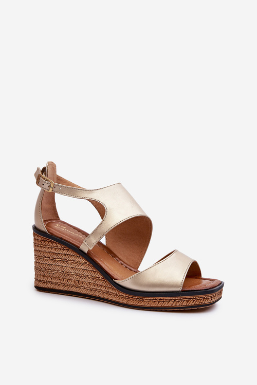 Dámské kožené sandály na klíně Maciejka 06657-25 zlaté