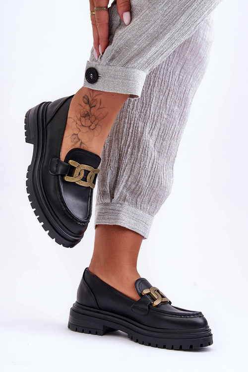 Dámské Mokasíny Na Platformě S Ozdobou Černá Ameg