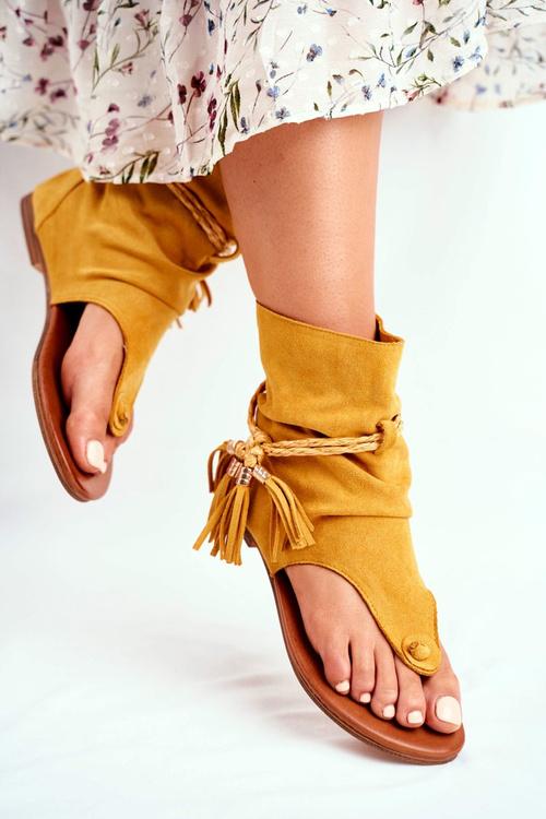 Dámské Sandály Žluté SL1011 Madrit