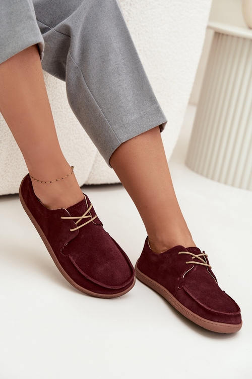 Dámské polobotky typu barefoot z přírodního semiše Zazoo 327 bordó