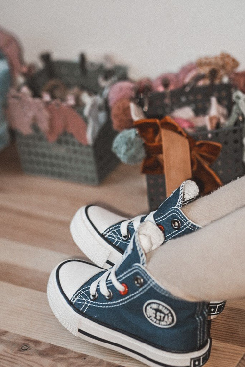 Detské vysoké tenisky s veľkou hviezdou HH374189 Navy Blue Slider