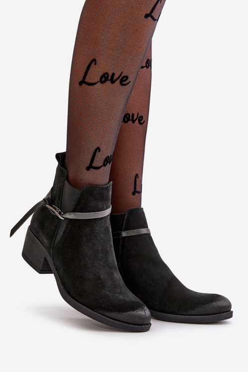 Zazoo 2326 Zamszové Dámske Nazúvacie Čierne Topánky