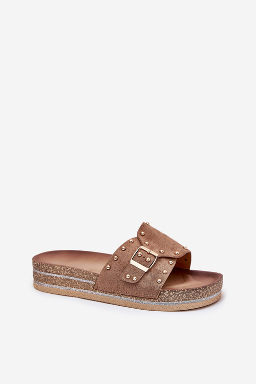 Dámské Sandały Na Platformě S Přezkou A Hroty Khaki Nusithia