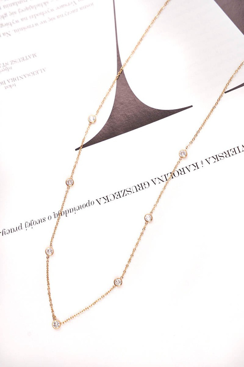 Dámský Zlatý Náhrdelník Bílé Kamínky Elvira