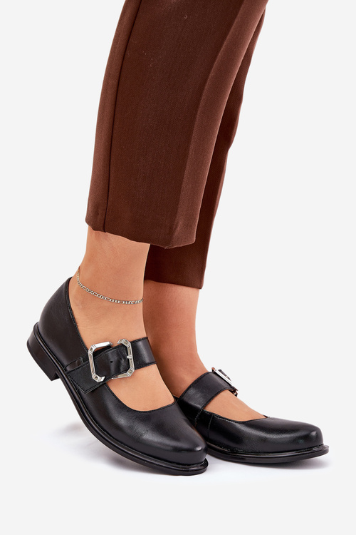 Kožené Dámske Poltopánky S Prackou Laura 2980 Čierne