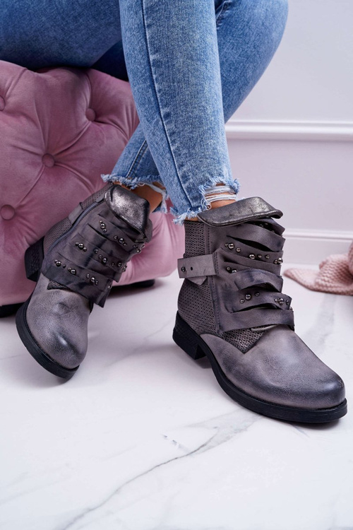 Dámska plochá päta, teplá šedá debra