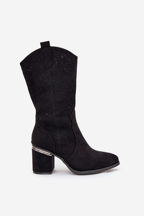 Dierované Kozačky Po Polovici Lýtka S.Barski HY51-238 Čierne