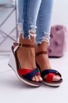 Kaisha Navy Blue Wedge Sandals