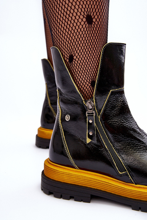 Kožené Lakované Botky Dámské Maciejka 05747-07 Černé