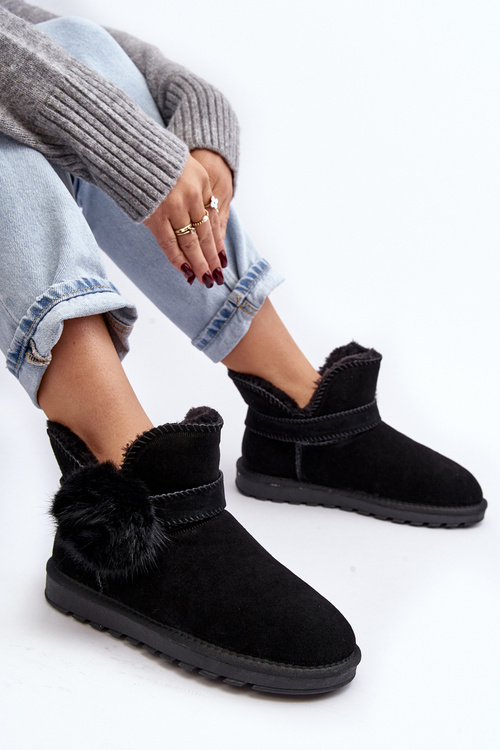 Dámske semišové snehové topánky s čiernymi výrezmi Eraclio