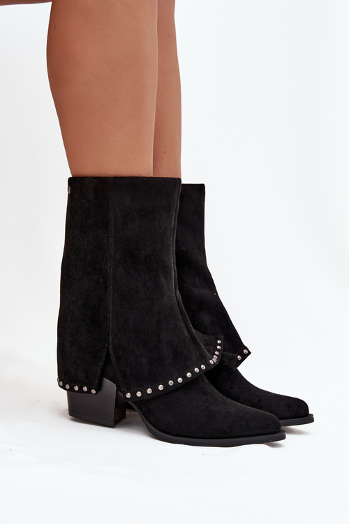 Dámske zimné čižmy s preklopeným lemom Vinceza 16516 Čierne