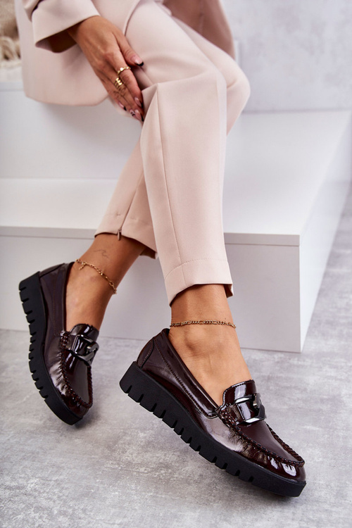 Lakované Mokasíny Na Platformě Burgundské Kjersti