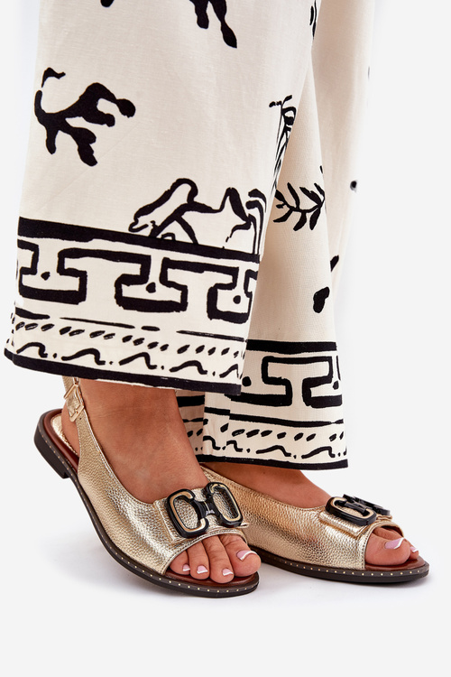 Ploché Sandály S Dekorací Eko Kůže Zlaté Lilria