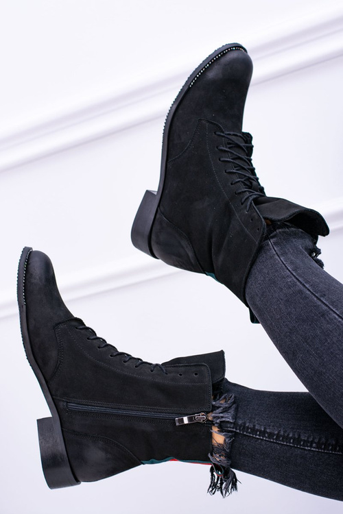 kožené ČERNÉ dámské kotníkové boty The Island